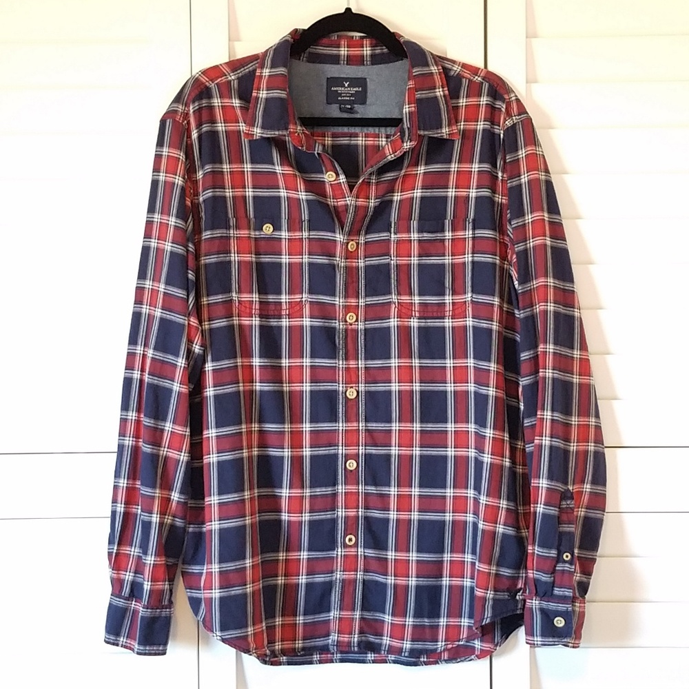 American Eagle classic fit plaid shirt. XL